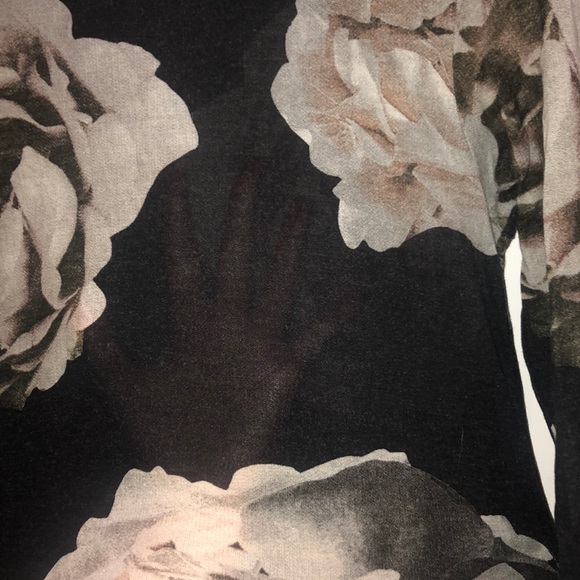 Zara Floral Mesh Long Sleeve Black Cropped Top - Picture 4 of 7